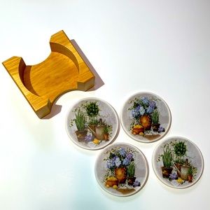 4 Flower Garden Ceramic Coasters